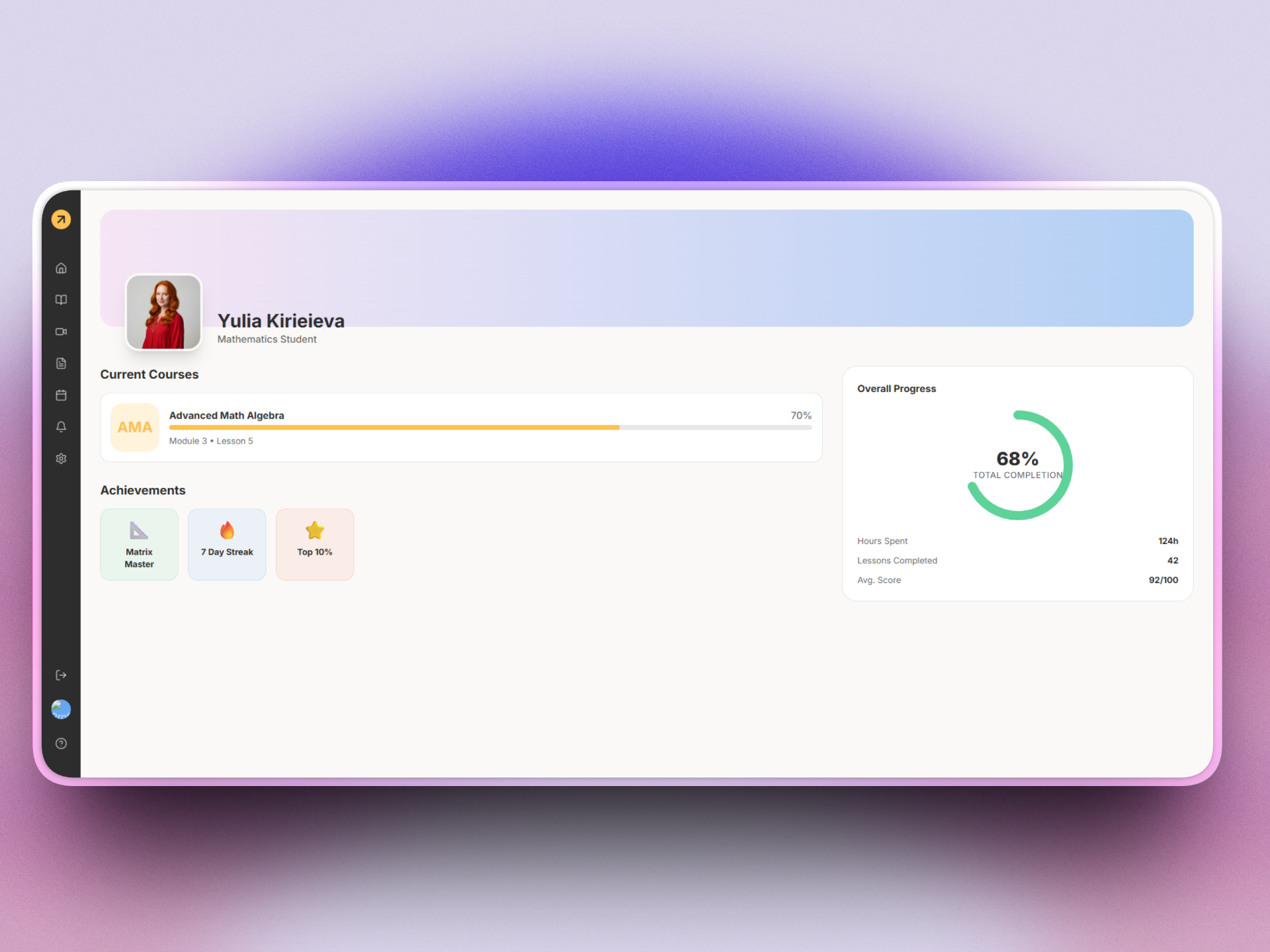 Advanced Math Learning Platform interface screenshot 2