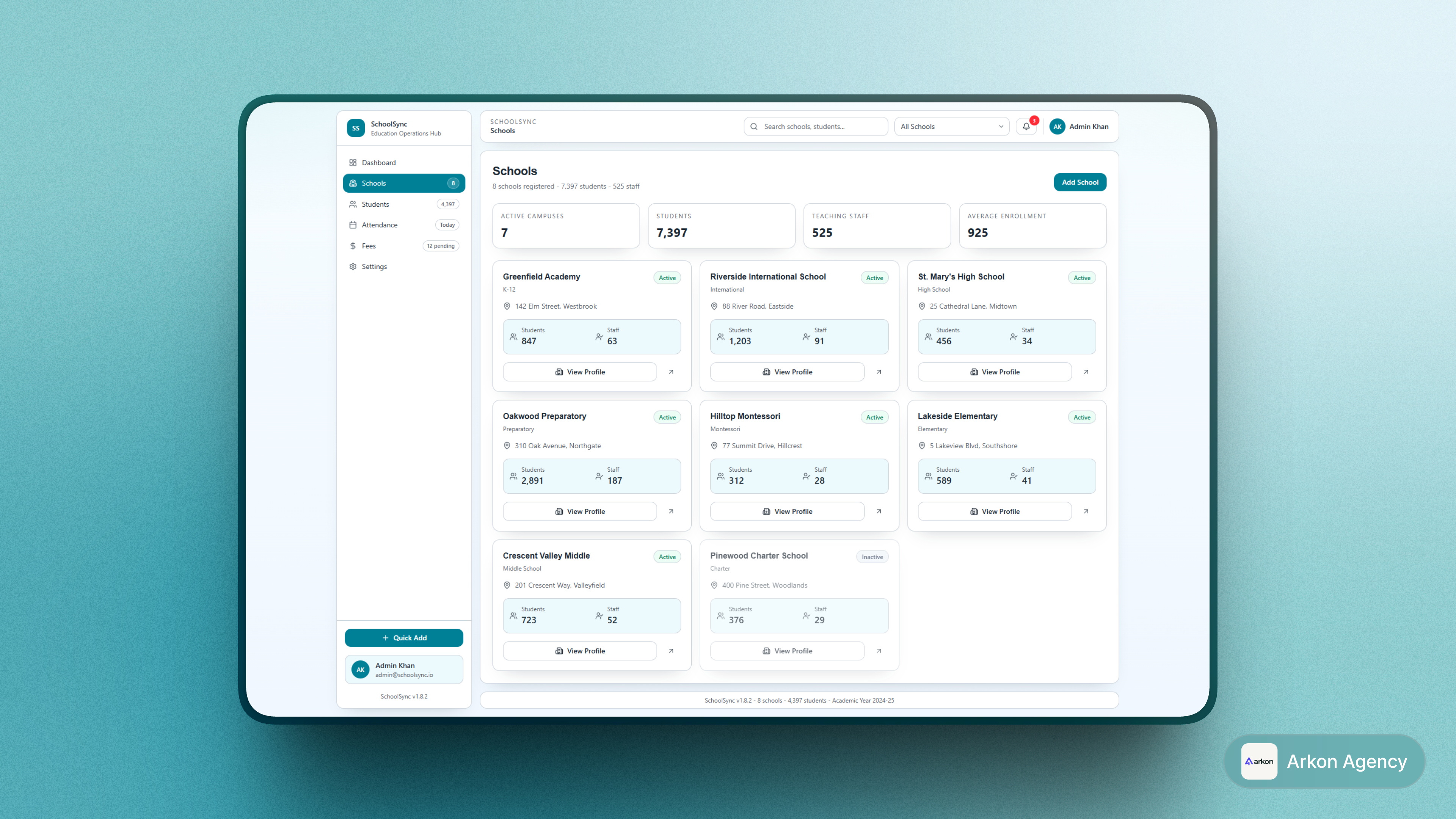 SchoolSync | Multi-School Management Platform interface screenshot 2